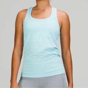 Lululemon swiftly blue glow T-back, high neck, size 10